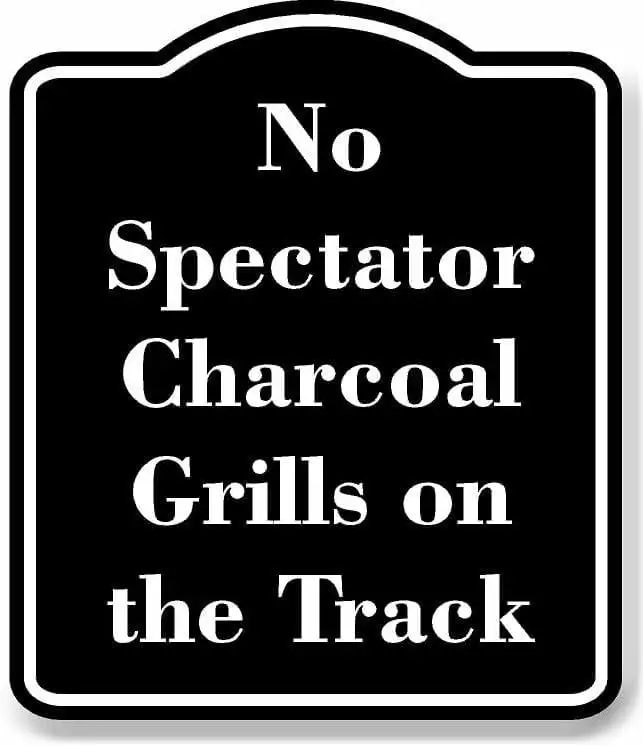 No Spectator Charcoal Grills Sign - 15x18 Inch BLACK Aluminum Composite Monitor Warning 15