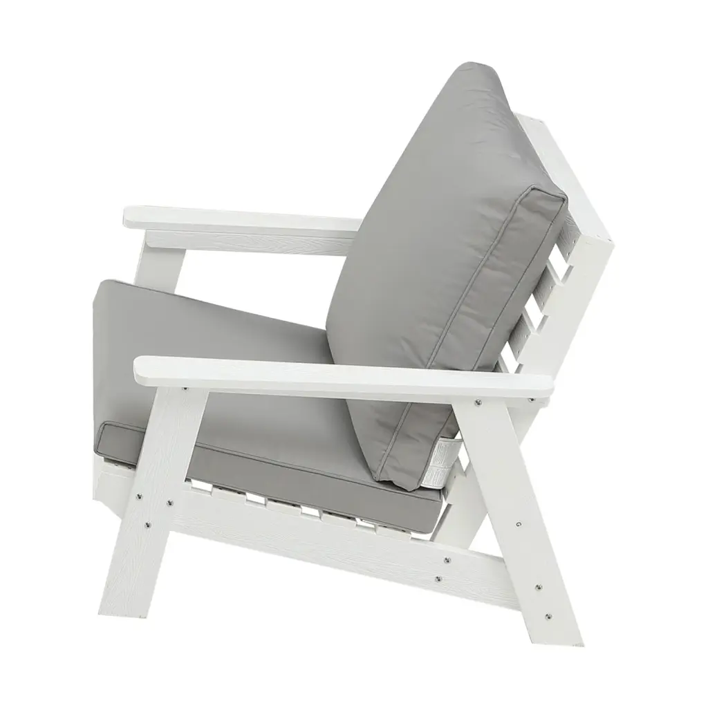 HIPS All Weather Outdoor Single Sofa Cushion White Grey White HD Plastic justone outdoor -premium-