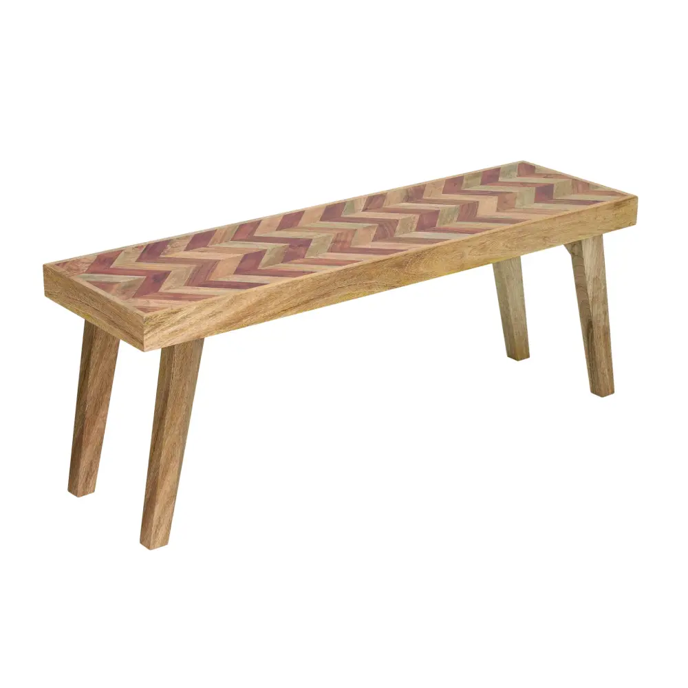 Artisan - Handmade Mango Wood Bench Rustic Boho Style - Natural