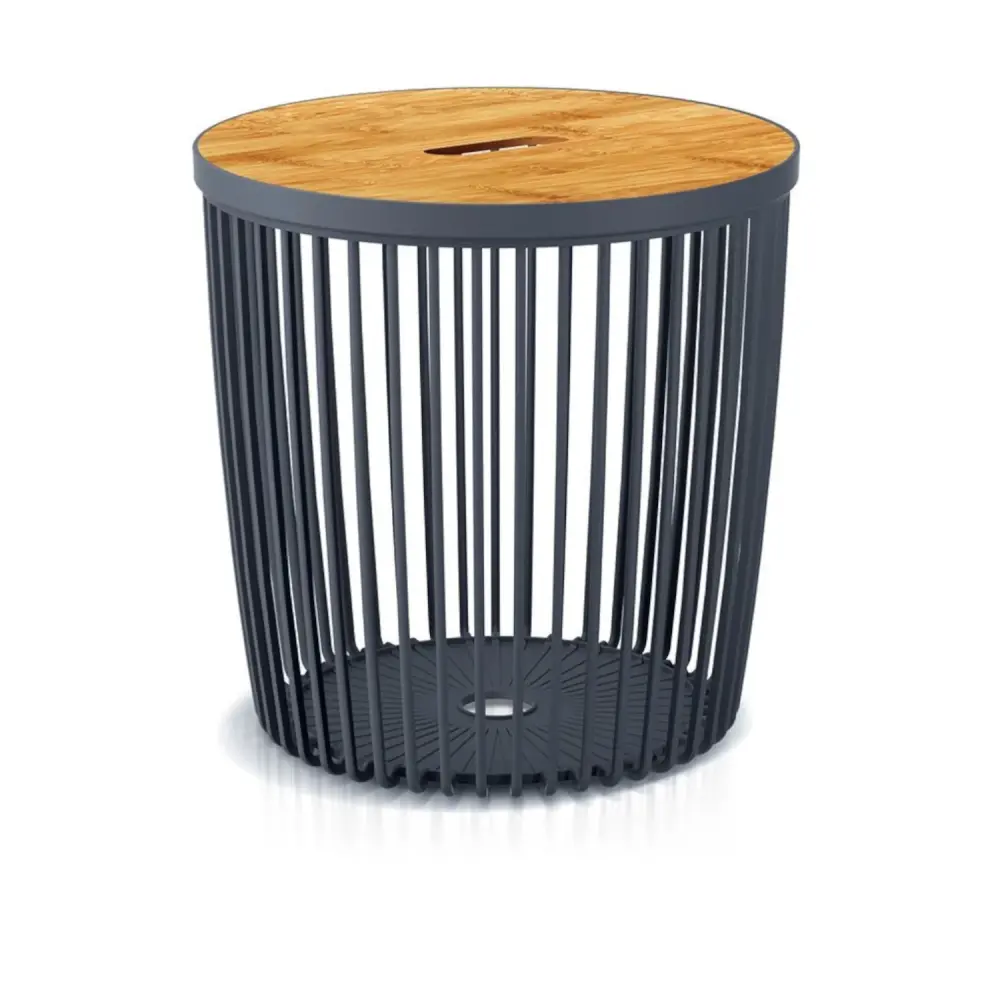 2 1 Basket Table Storage Wooden Bamboo-based Table Top 25L Room Garden