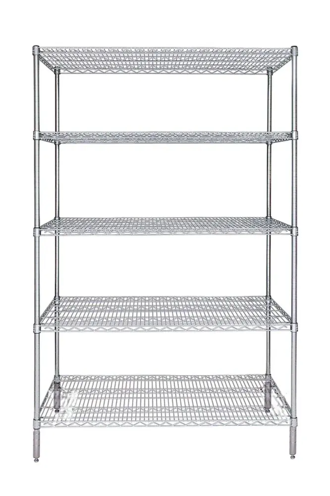 Chrome Wire Shelving Unit 24"D, 5-Tier, Starter Unit