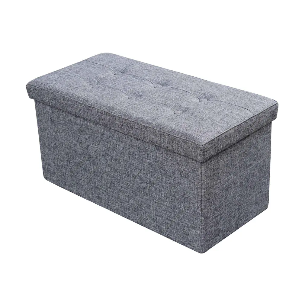 Folding Ottoman 30" x 15" x 15" Storage, Grey
