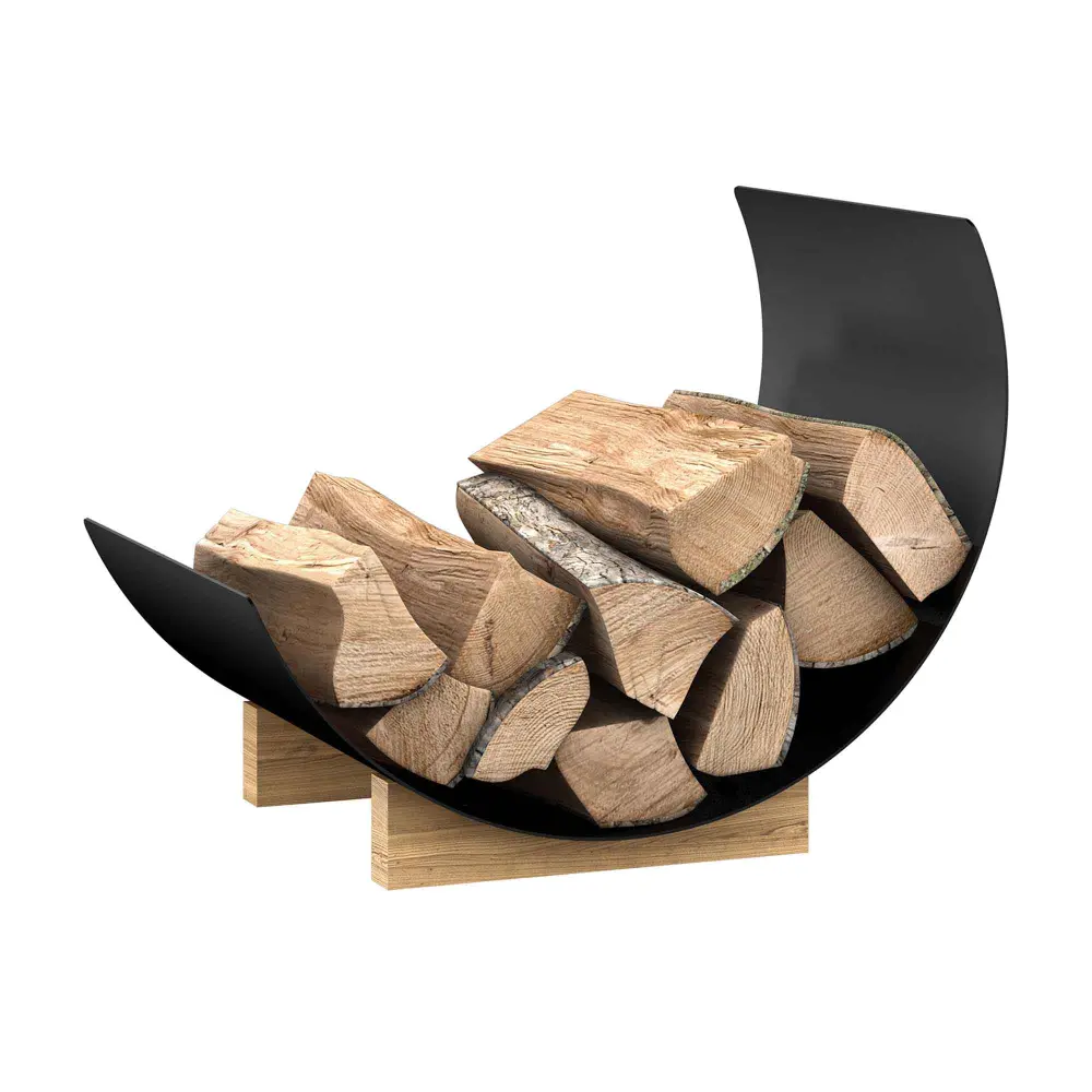 Fusio Black Log Holder, 20" x 18-1/2" x 24"