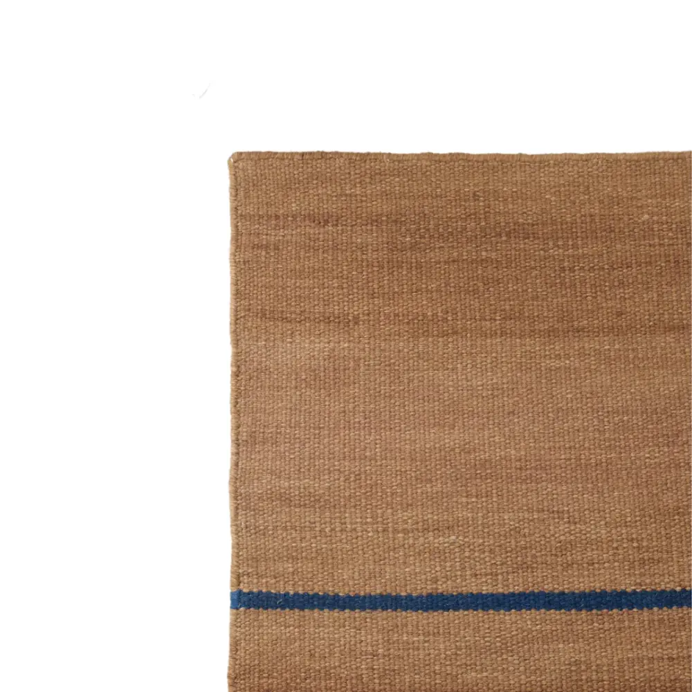 Lino carpet - Broken Mustard/blue - 250x350 cm