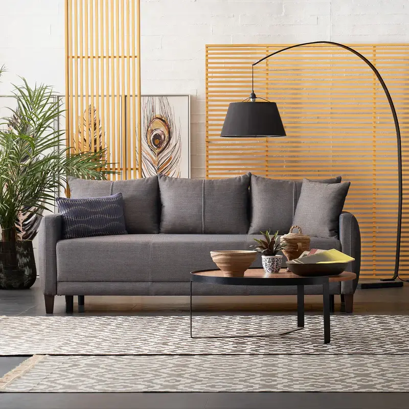 Smart Belzoni Brown/Blue 3-Seater Sofa Bed Storage