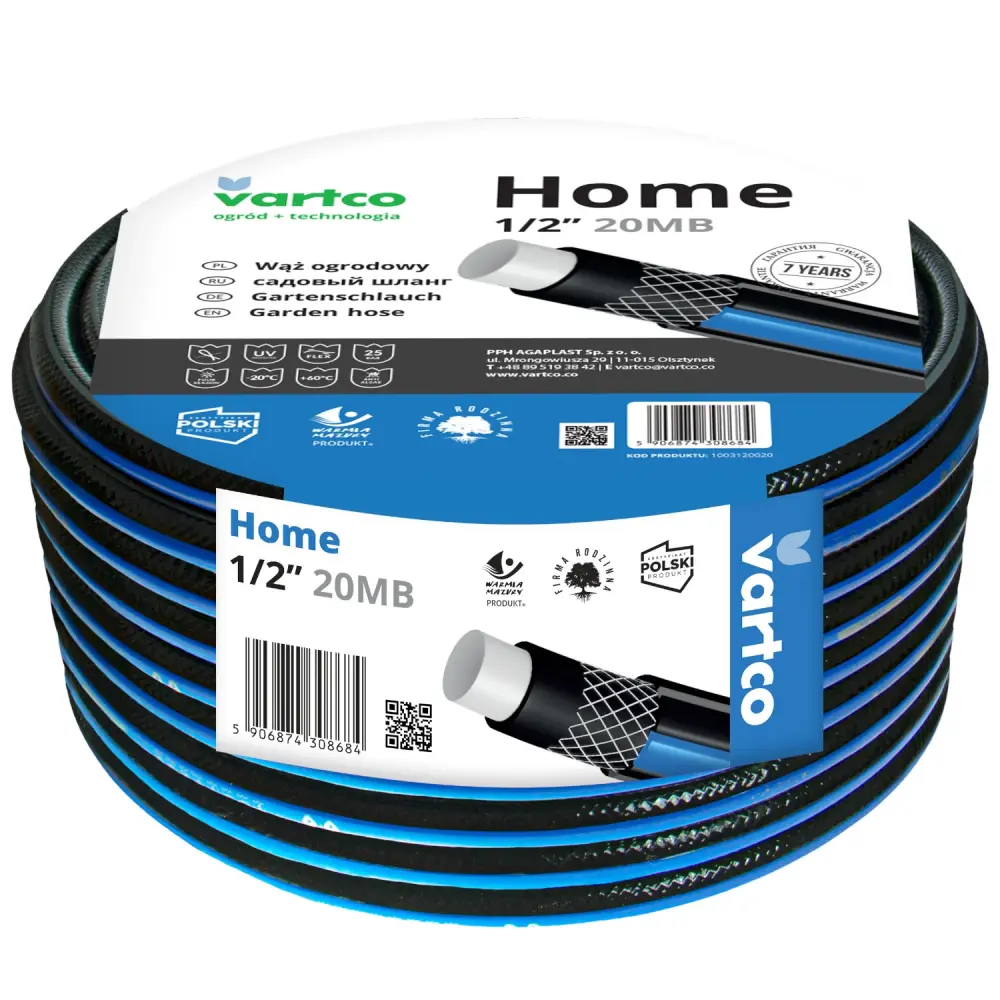 Vartco Home 1/2" supple garden hose 20m 4 layers