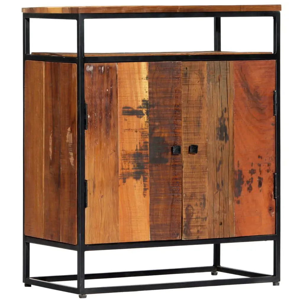 Side Cabinet 23.6x13.8x29.9 Inches Solid Reclaimed Wood and Steel