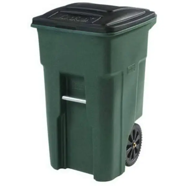 Toter 25532-07GRS 2-Wheeled Trash Can Attached Lid 32-Gallon Greenstone