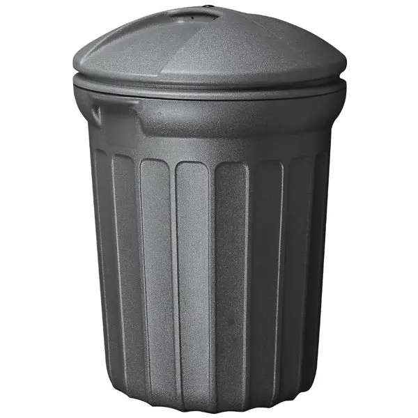 United Solutions TB0007N Blow Molded Trash Can 32 Gallon Black