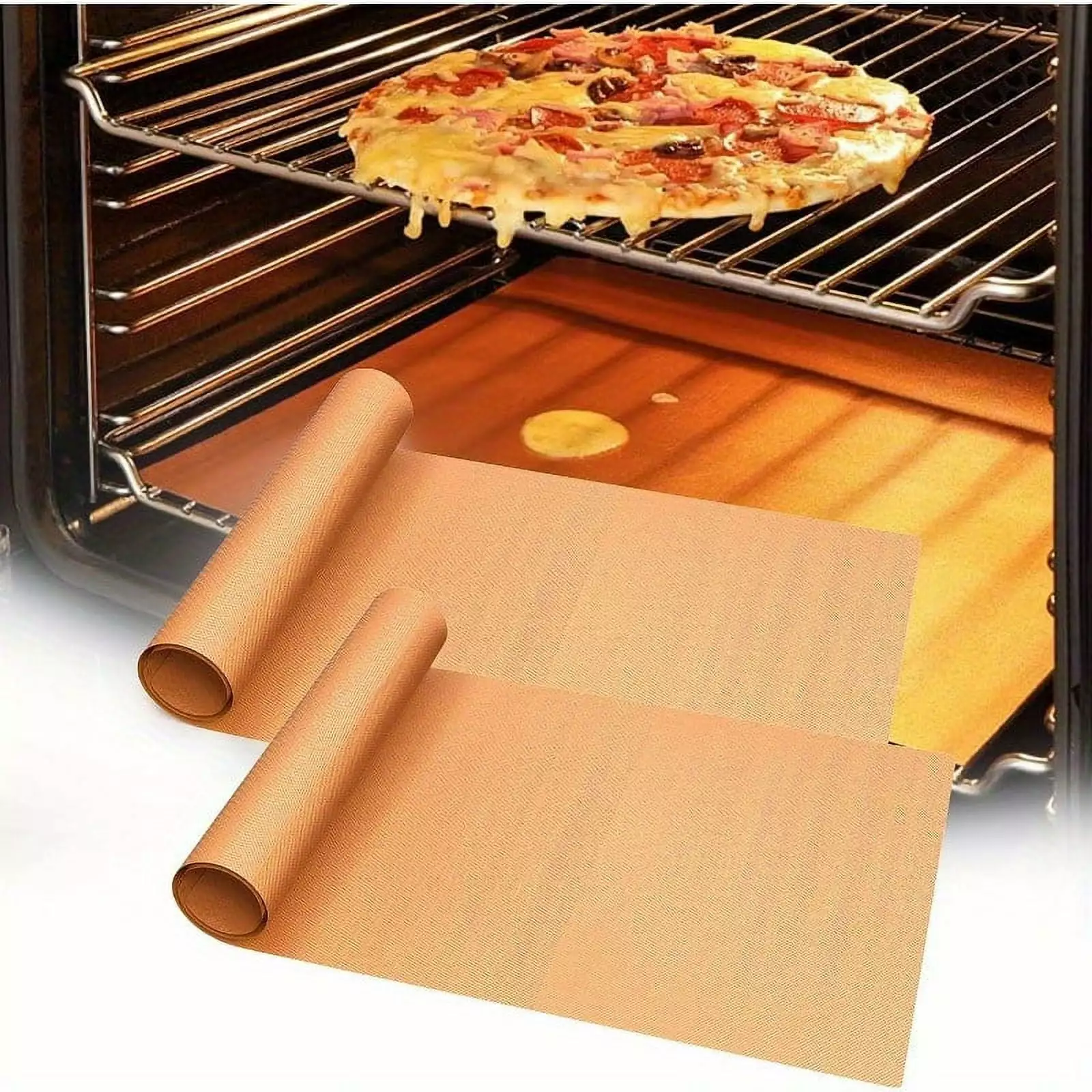 2-Pack Large PVC Oven Liners - Multi-functional Protective Mats Electric Gas Ovens BBQ Grill