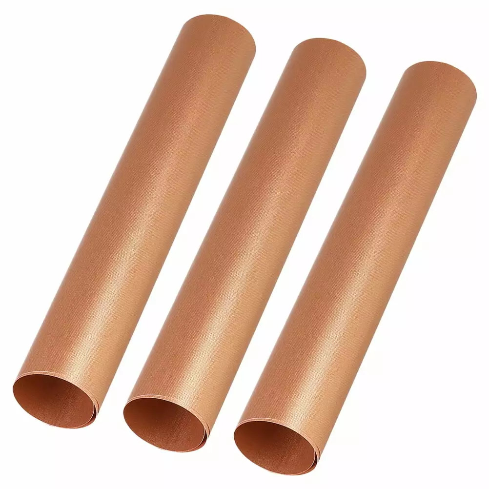 3pcs Heat Resistant Non-Stick Baking Mats BBQ Oven Grill Sheet Pan Liners Barbecue Cooking Pads Golden 5040cm