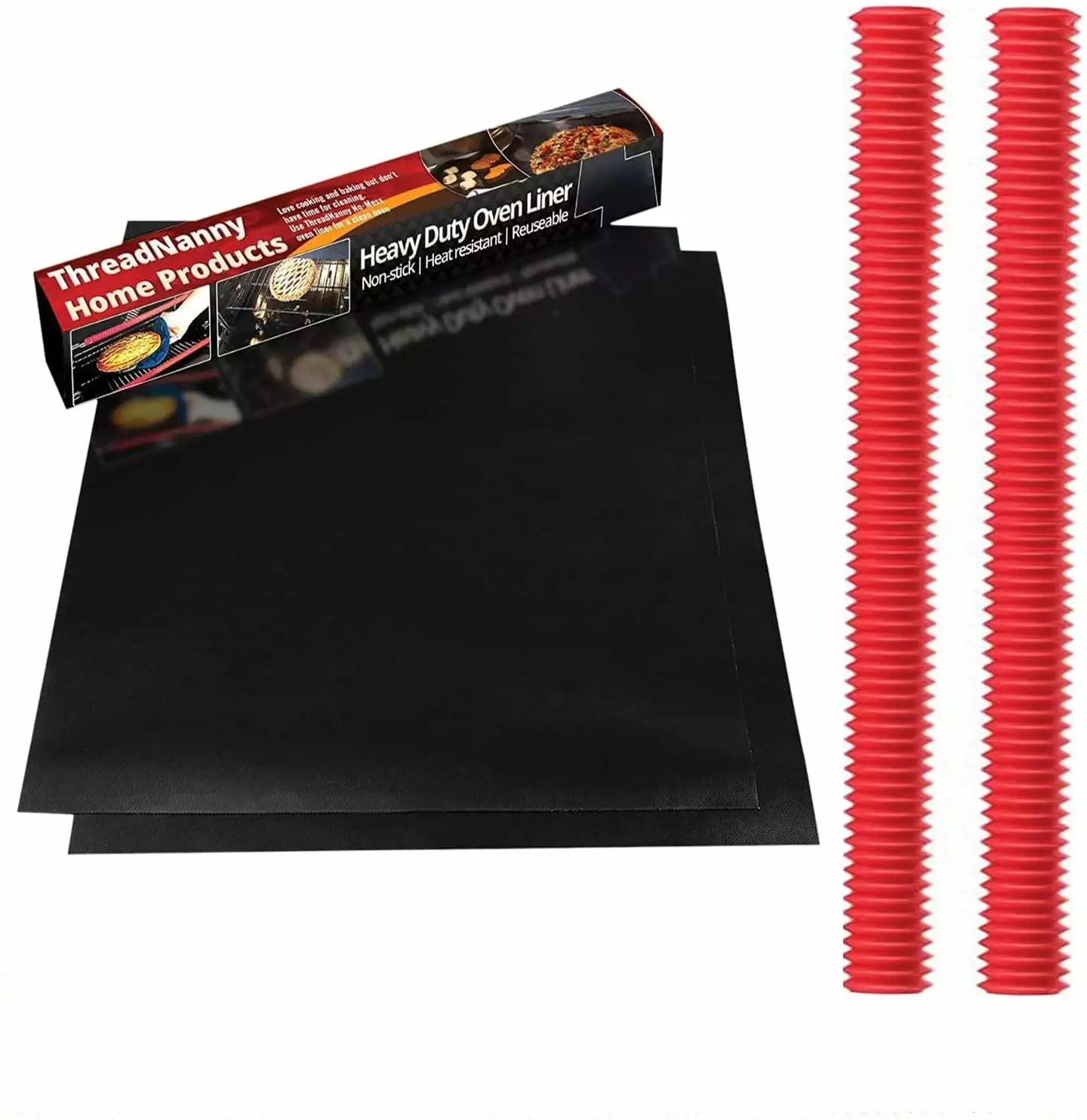 ThreadNanny 2-Pack Large Oven Liner Mats and 2-Silicon Oven Rack Protector Guard