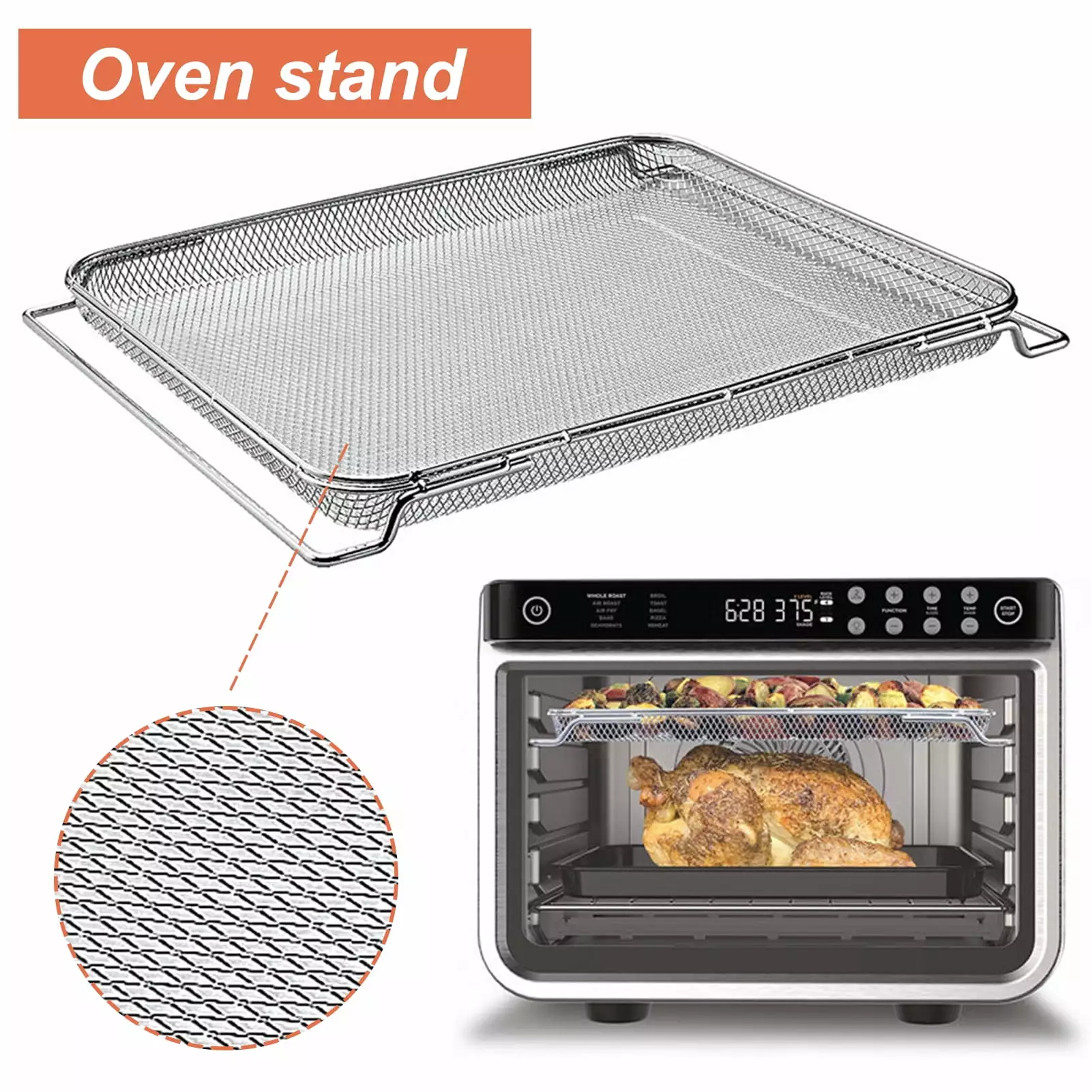 Xinwanna Stainless Steel Diamond Fryer Oven Stand Large Capacity Multipurpose Roast Meat Grill Easy to Clean Information