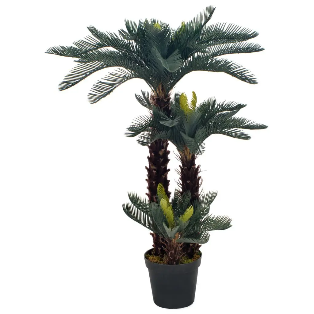Artificial Cycas Palm Plant Pot 49.2 Inch Green Fake Palm Tree Indoor Outdoor Decor