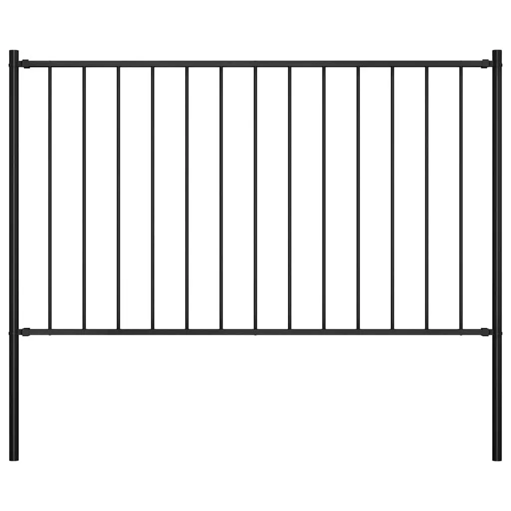 Black Powder-coated Steel Fence Panel Posts 5.6x2.5 Feet