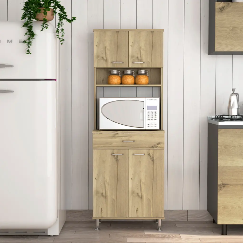 Bay Area Pantry Two Door Cabinets One Drawer and Four Customizable Metal Shelves fm furniture