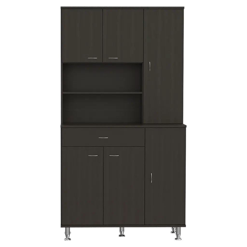 Kitchen Pantry Piacenza Black Particle Board Storage Cabinet treevol furniture