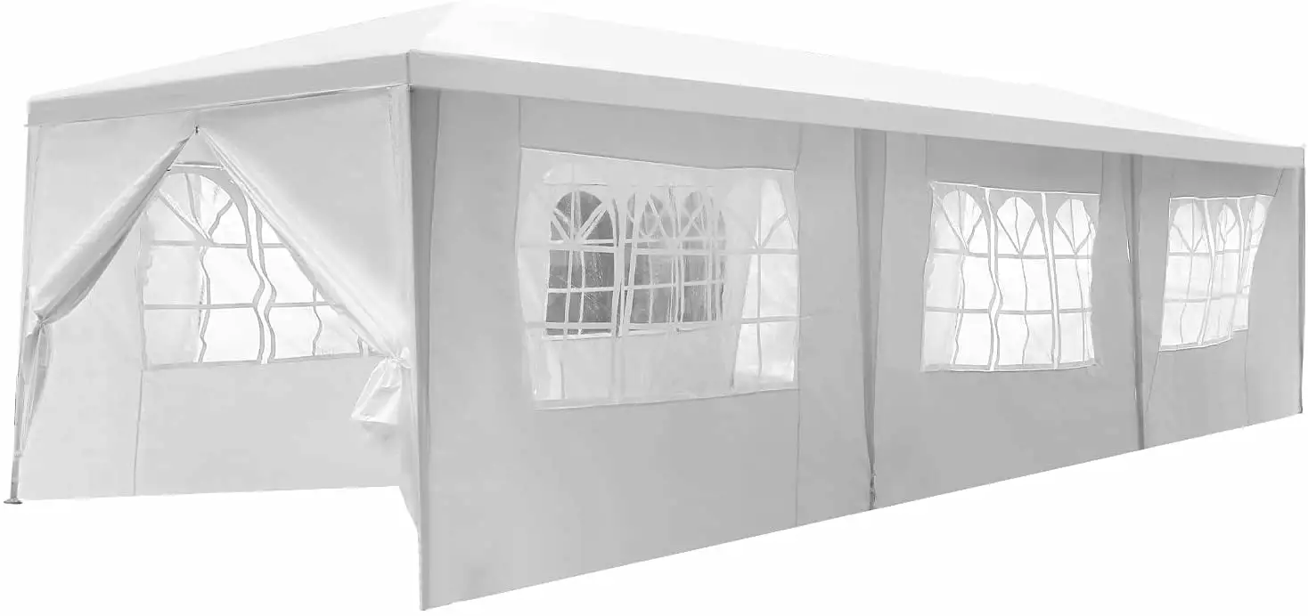 SUGIFT 10x30 Outdoor Canopy Party Wedding Tent White Gazebo 8 Side Walls