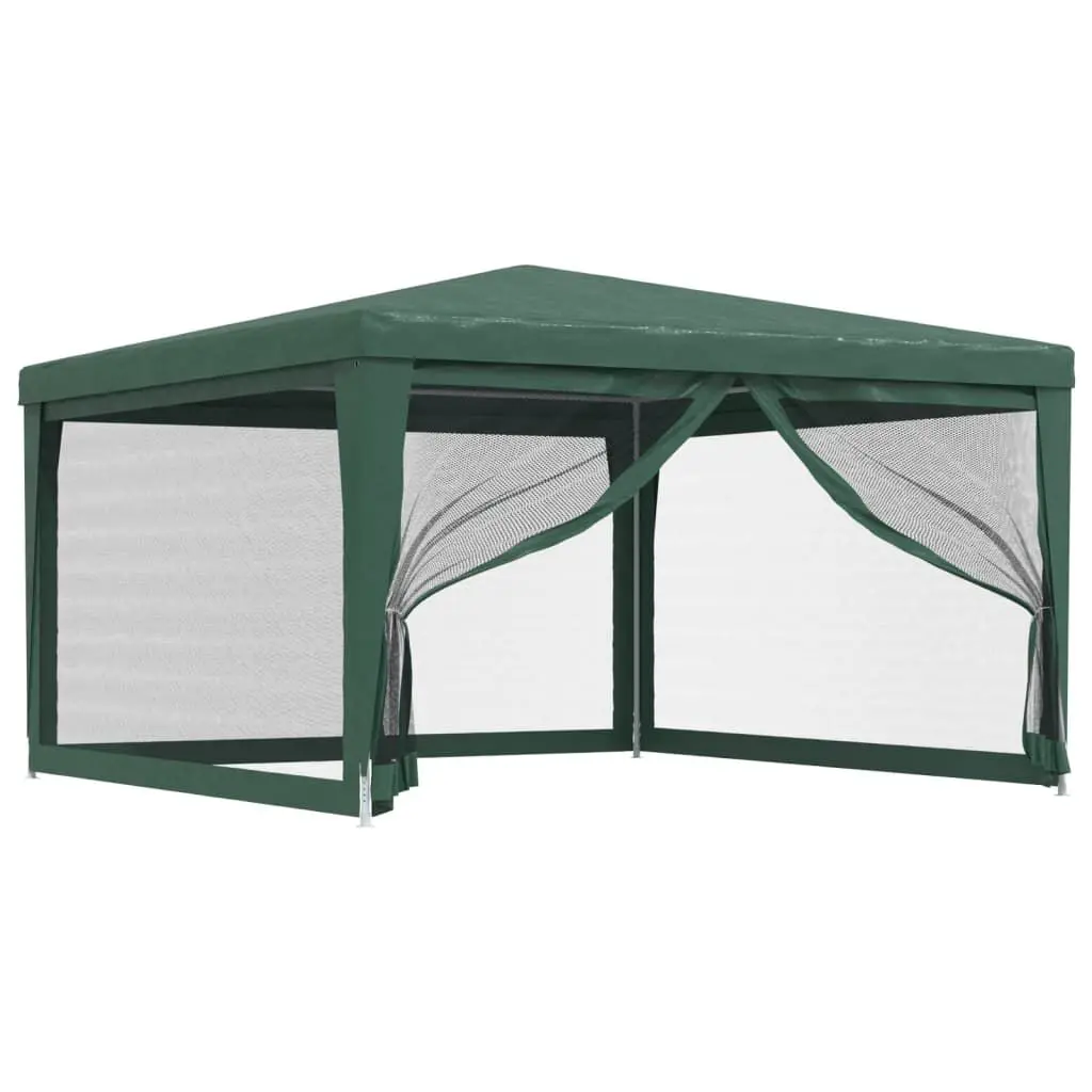 13.1x13.1 Foot Green Party Tent 4 Mesh Sidewalls HDPE Commercial Canopy