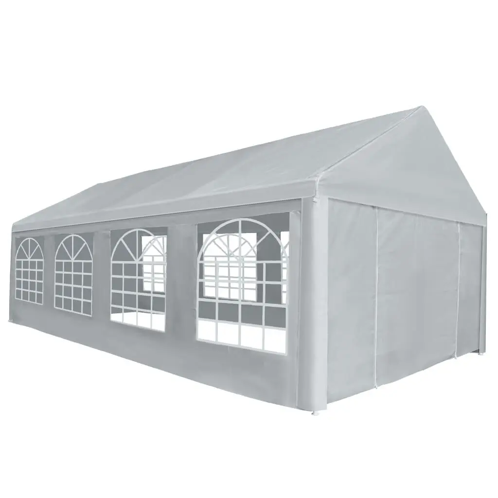 13.1x26.2 Foot Gray PE Party Tent Outdoor Event Canopy Weather Protection