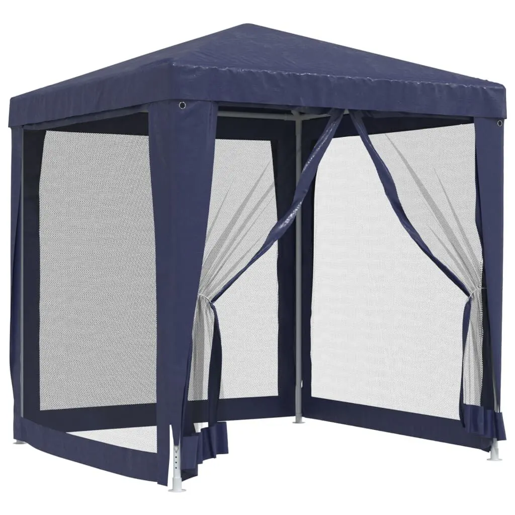 Blue Party Tent 6.6x6.6 Feet 4 Mesh Sidewalls HDPE Outdoor Canopy