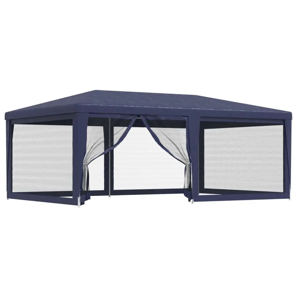 Party Tent 6 Mesh Sidewalls Blue 19.7x13.1 Feet HDPE Large Outdoor Canopy