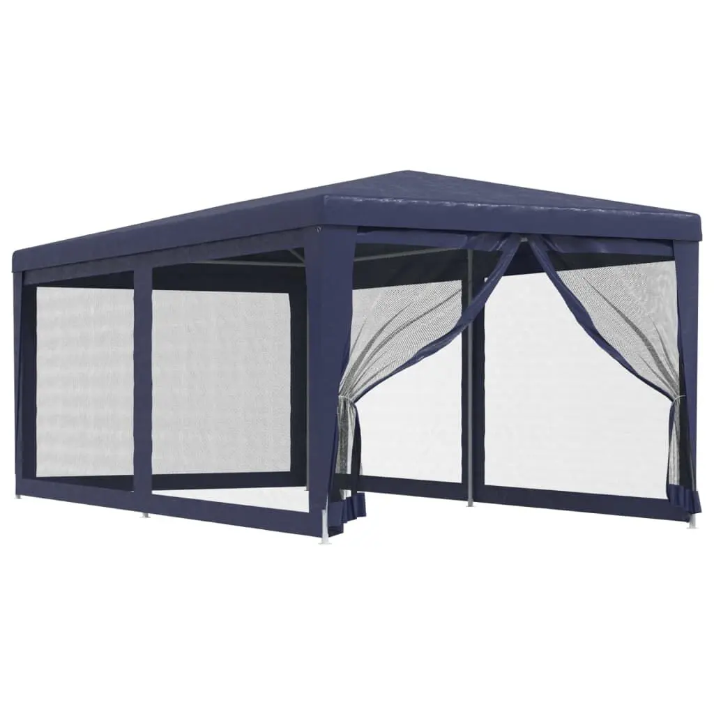 Party Tent 6 Mesh Sidewalls Blue 9.8x19.7 Feet HDPE Outdoor Canopy