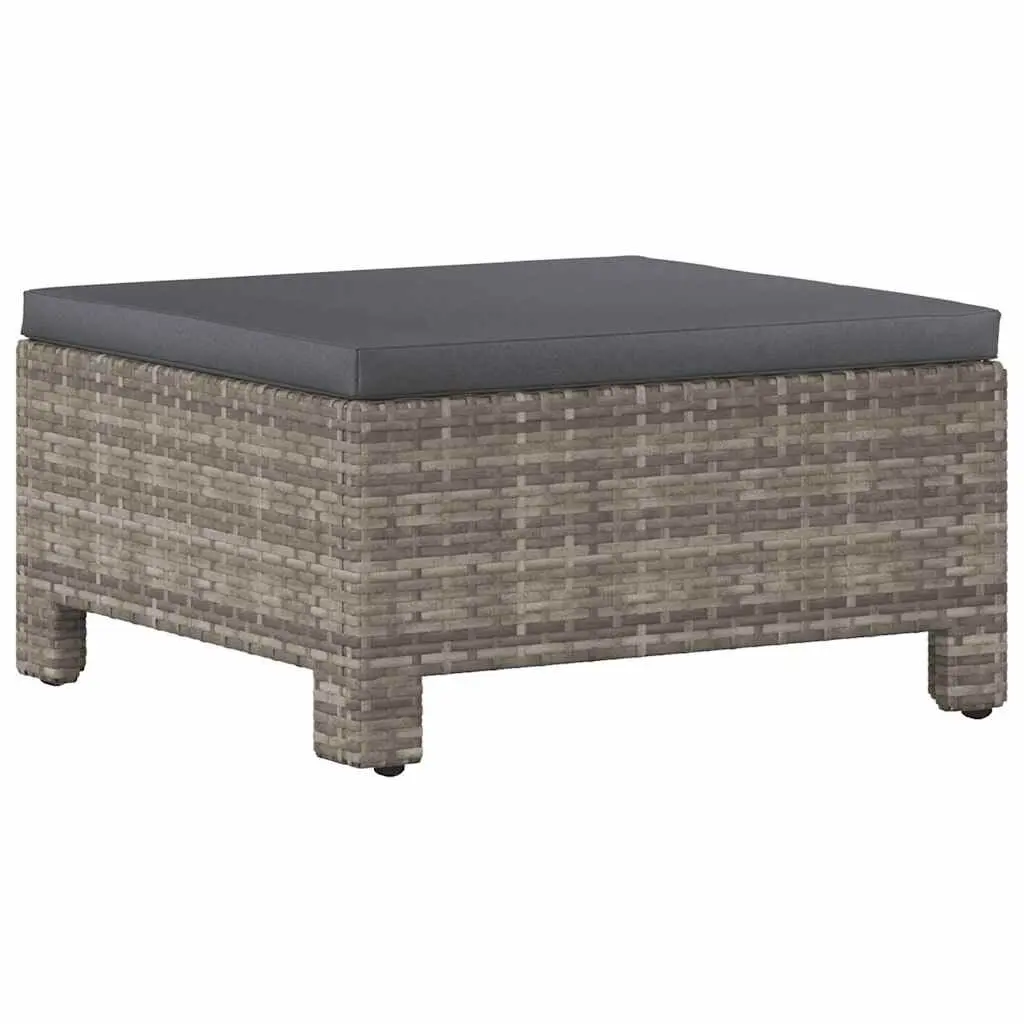Gray Poly Rattan Patio Footrest Cushion Outdoor Furniture