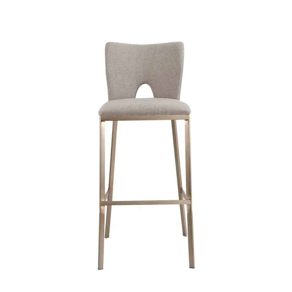 Modrest Burton - Glam Greige Fabric + Brass Bar Stool adjust 2)