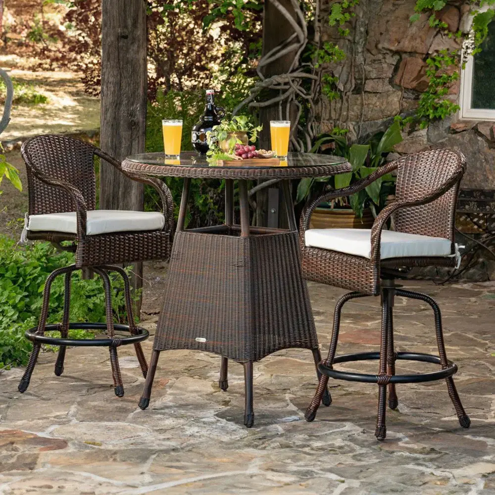 Sea Pines Outdoor Wicker 3pc Bar Place
