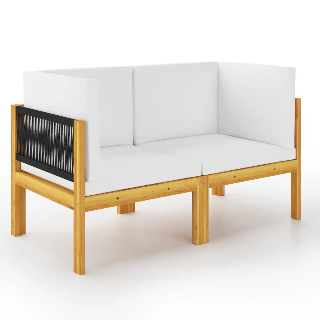 2-Seater Patio Bench Cushions Solid Acacia Wood Garden