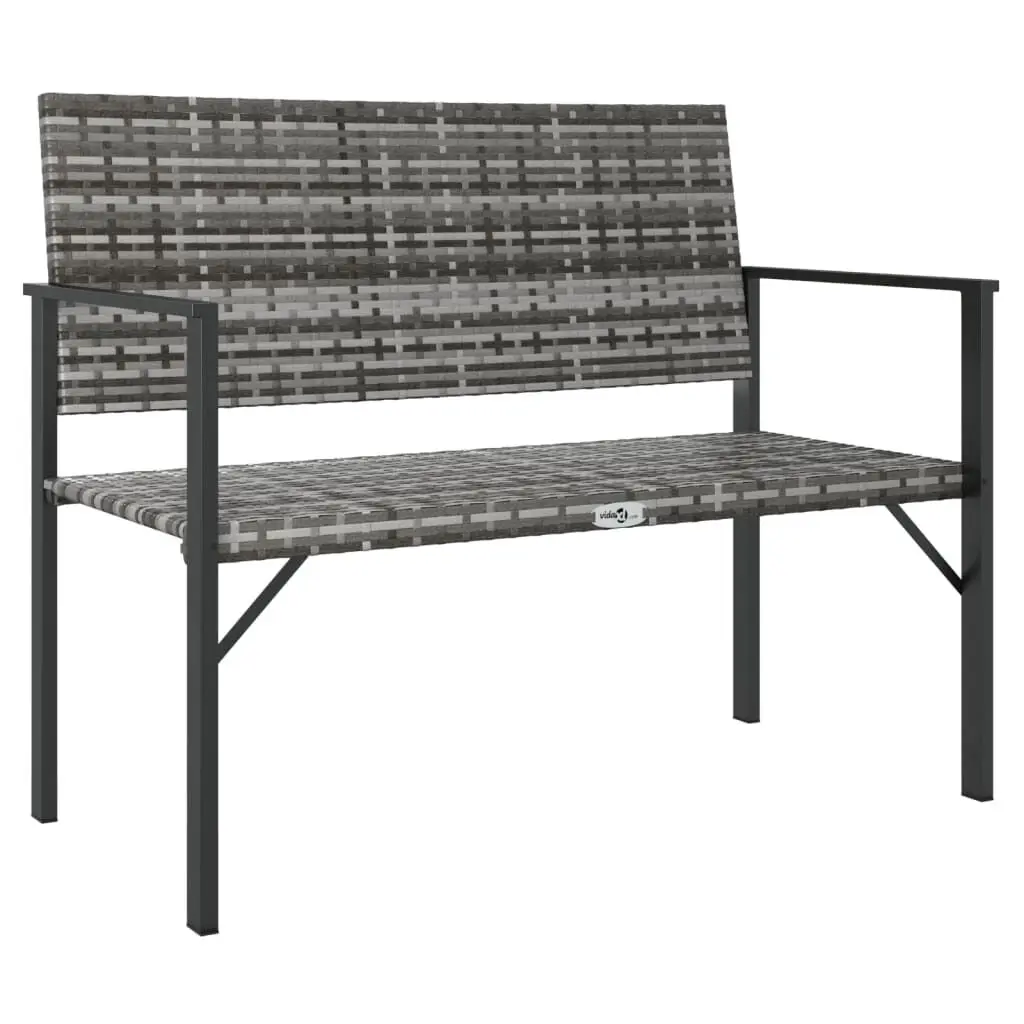 2-Seater Patio Bench Gray Poly Rattan Garden and Outdoor