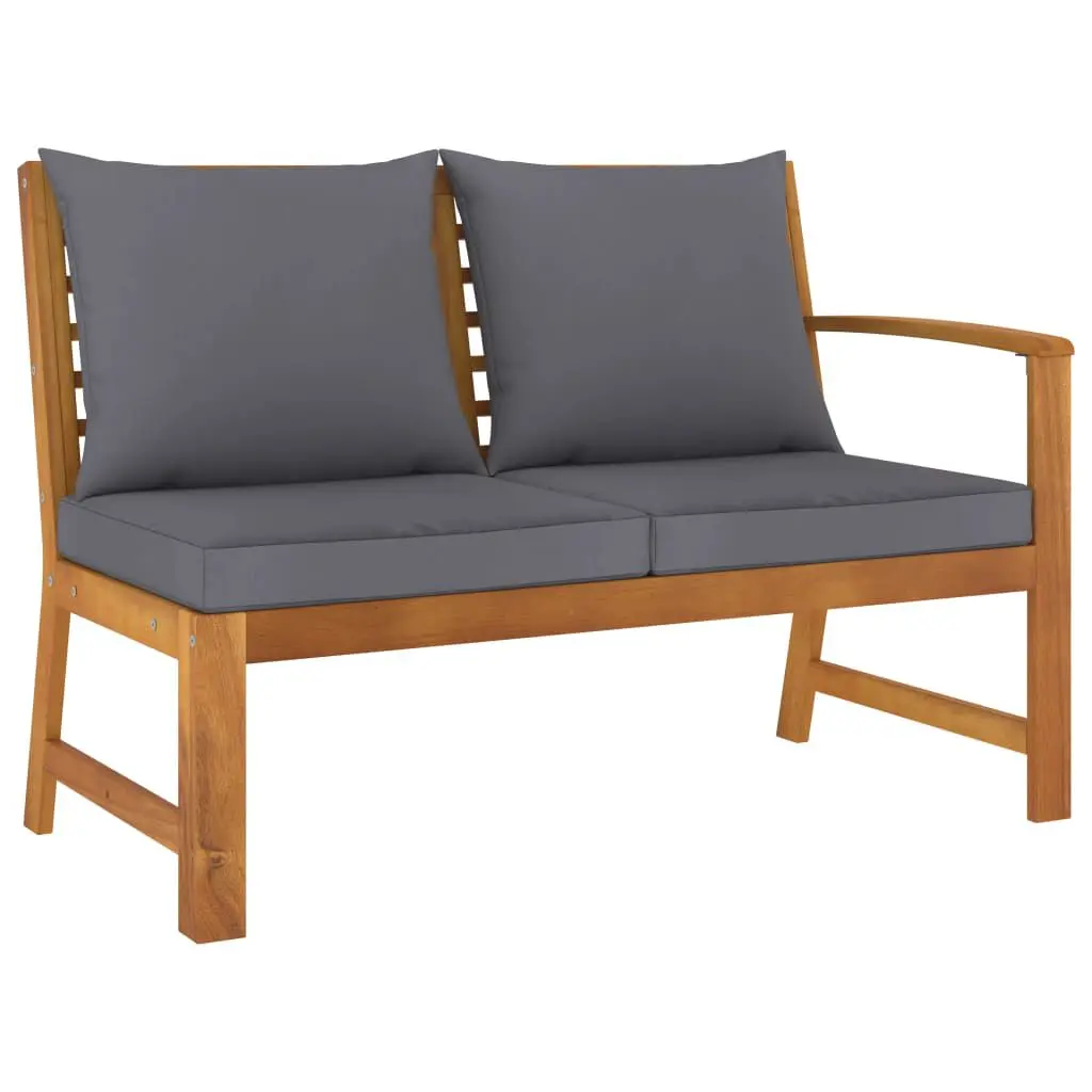 Patio Bench 45.1 Inches Dark Gray Cushion Solid Acacia Wood