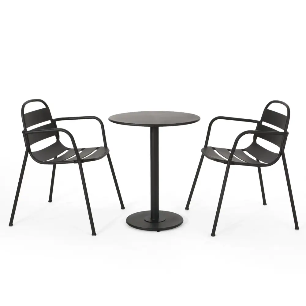 Terra Nova - Bistro Set - Soft-touch Black Sunbrella Cushions