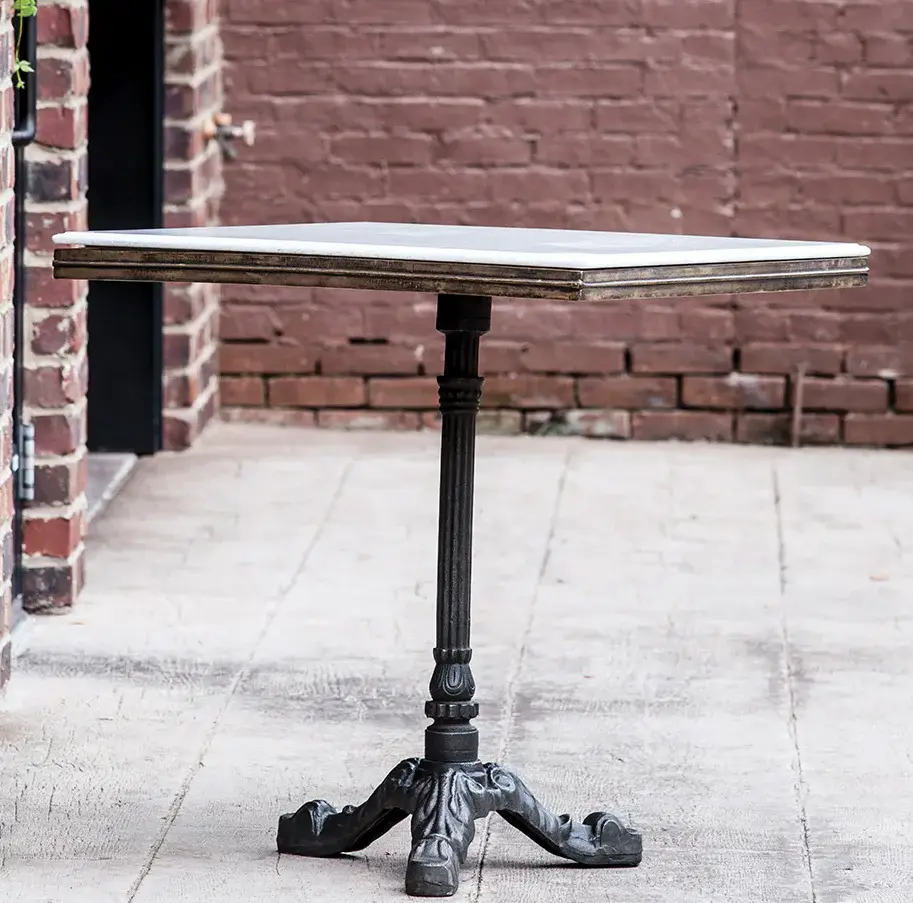 Avignon Bistro Table Marble, Square Acacia Wood