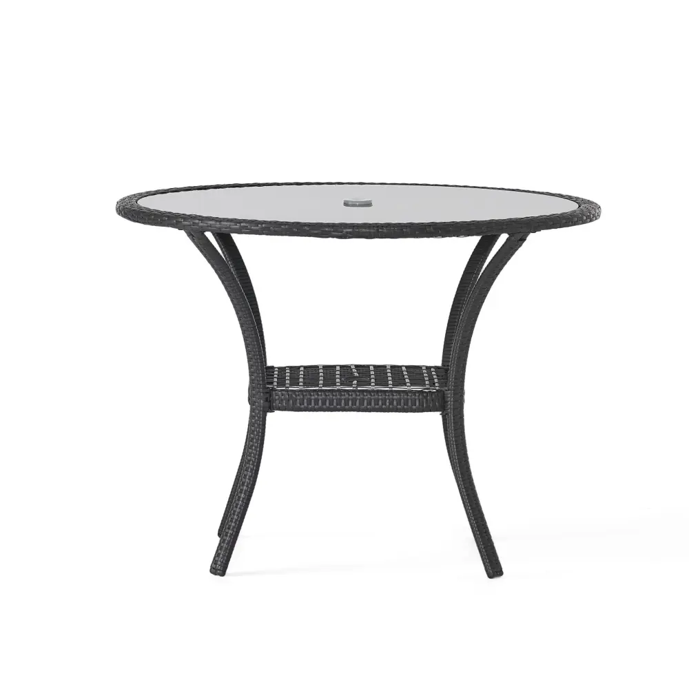 Extendable Dining Bistro Table Iron Frame And Glass Top - Ash