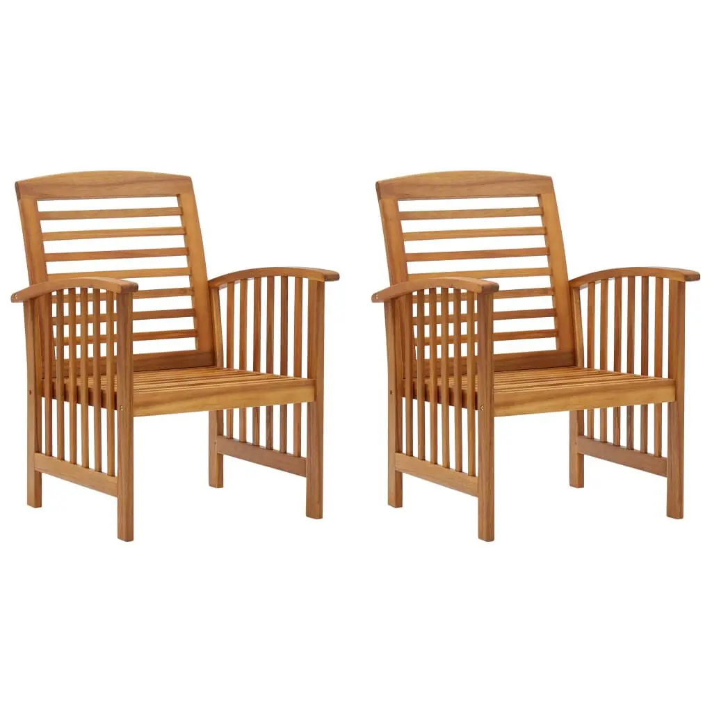 2-Piece Solid Acacia Wood Patio Chairs Outdoor Seating