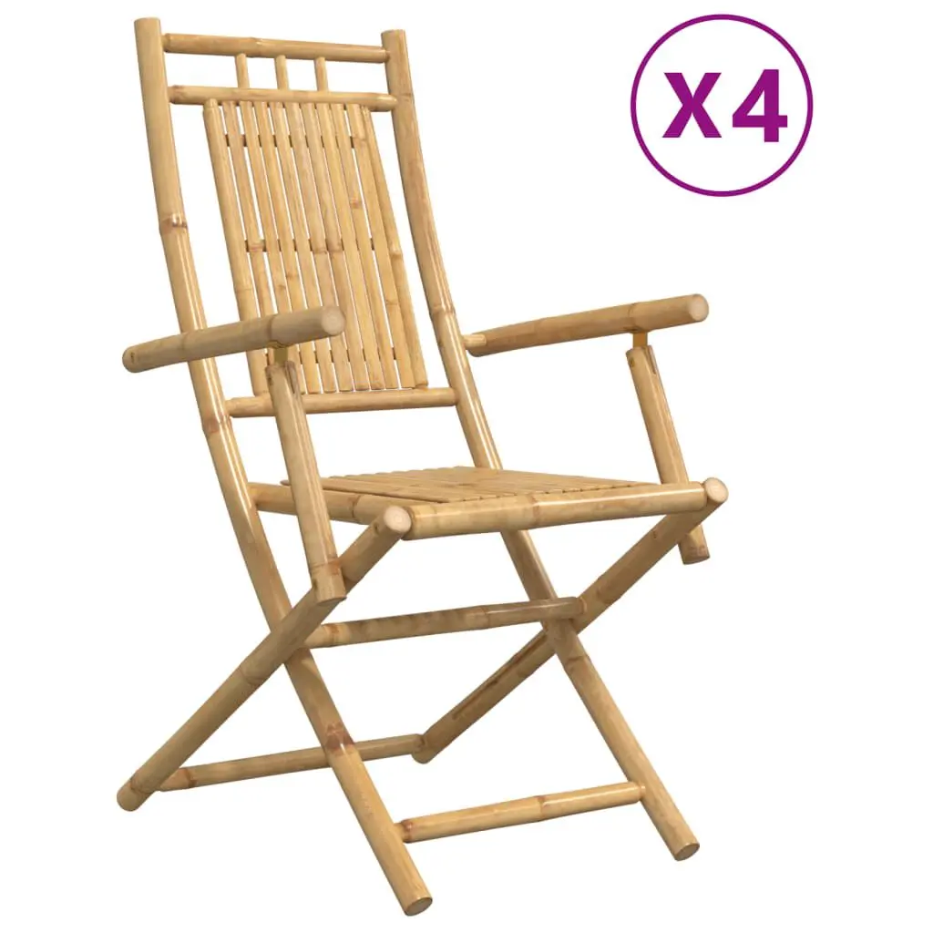 Folding Patio Chairs 4 Pack 20.9x26x39 Inch Bamboo Outdoor Furniture Set