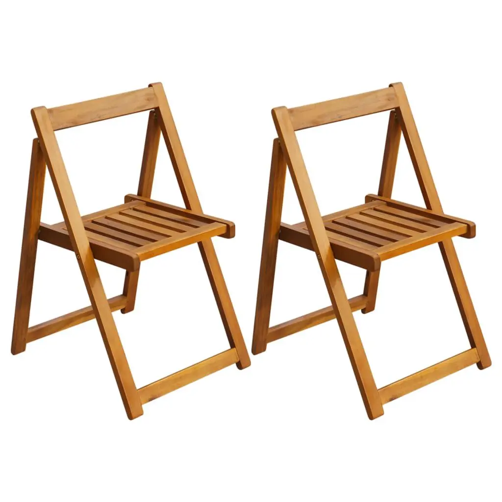 Folding Patio Chairs 2 pcs Solid Acacia Wood Outdoor Seating