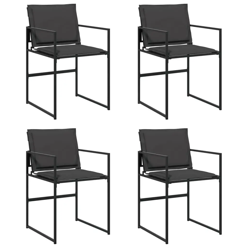 Patio Chairs Cushions 4 pcs Black Steel and Textilene Outdoor Furniture Set