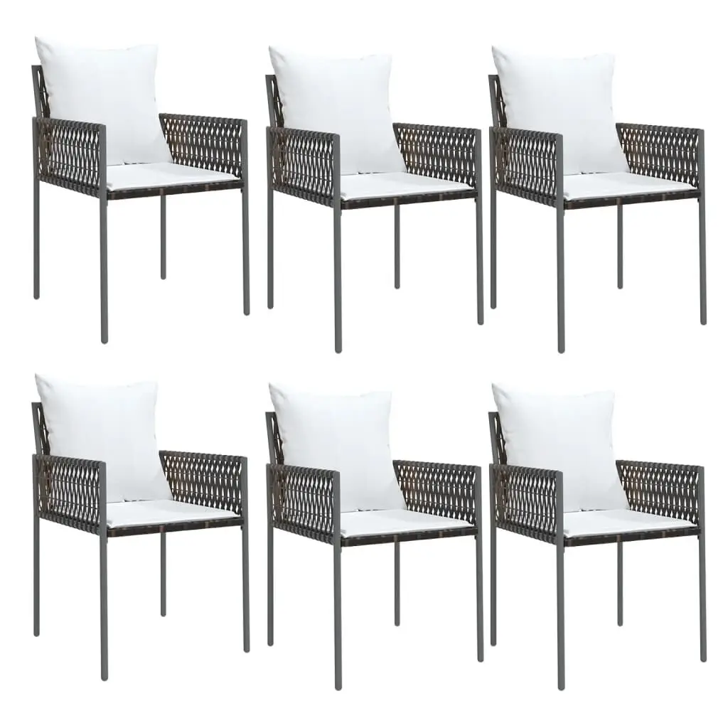 Patio Chairs Cushions 6 pcs Brown 21.3x24x32.7 Inches Poly Rattan