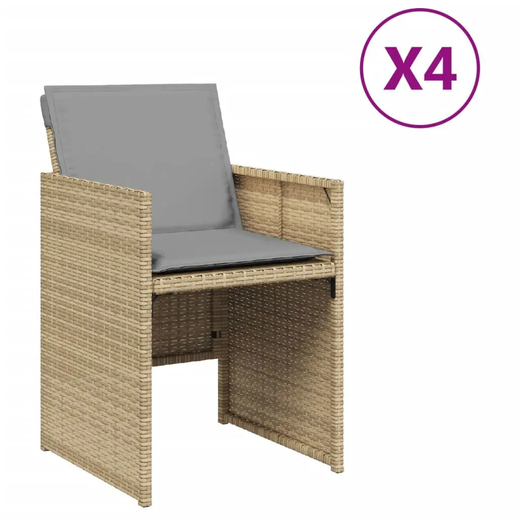 Patio Chairs Cushions 4 pcs Mix Beige Poly Rattan Outdoor Seating