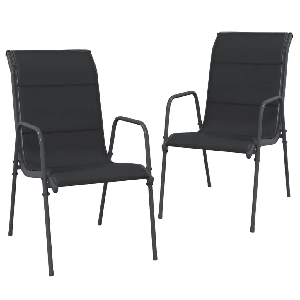 Patio Chairs 2 pcs Steel and Textilene Black Outdoor Seating