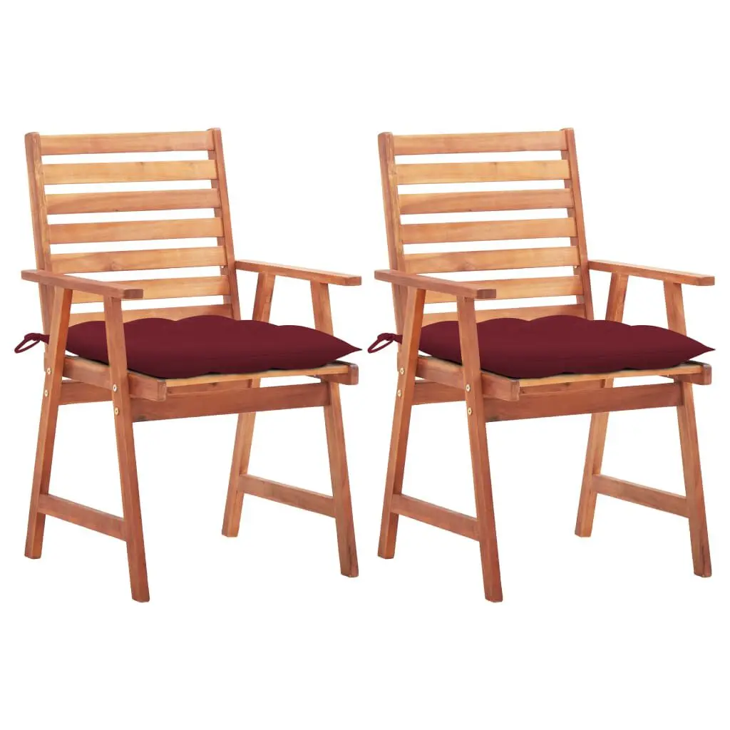 Patio Dining Chairs 2 Piece Set Cushions Solid Acacia Wood