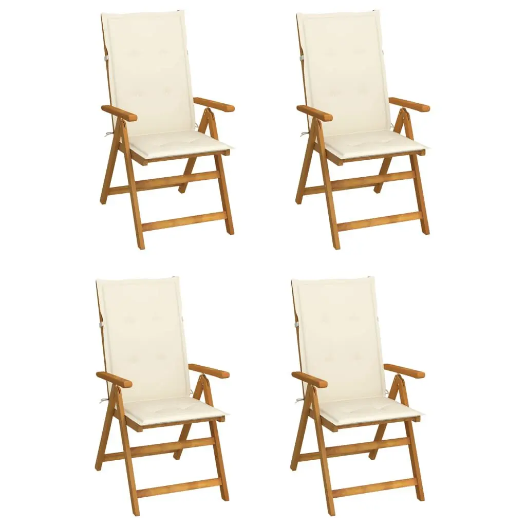 Patio Reclining Chairs 4 pcs Cushions Solid Acacia Wood Outdoor Furniture