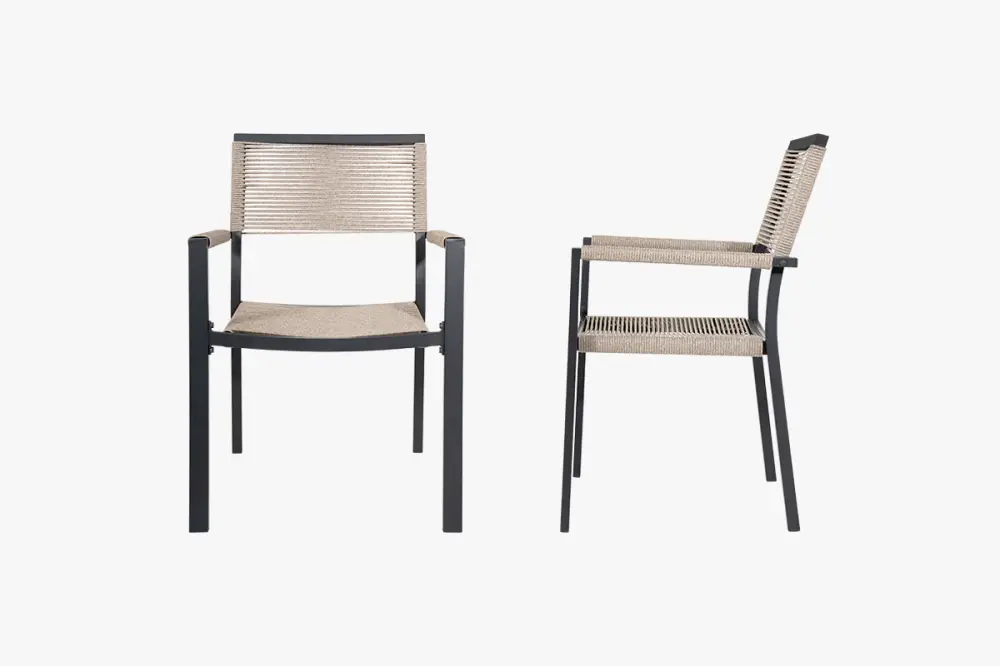 2 PCS Patio Dining Chairs Alloy Frame and Armrests