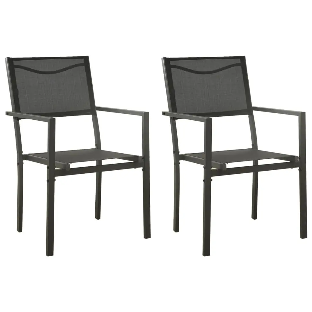 2 Piece Patio Chairs Textilene and Steel Black Anthracite Outdoor Seating