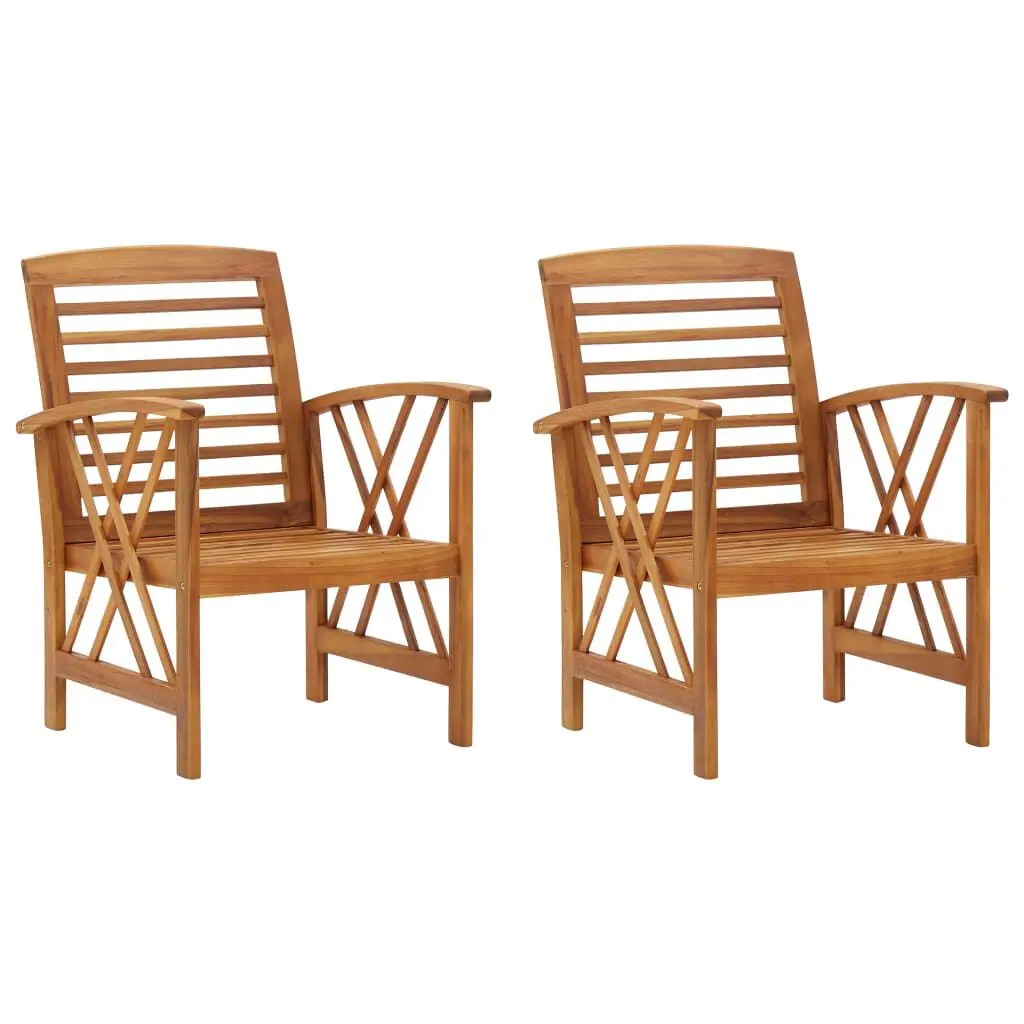 2 Piece Solid Acacia Wood Patio Chairs Outdoor Furniture