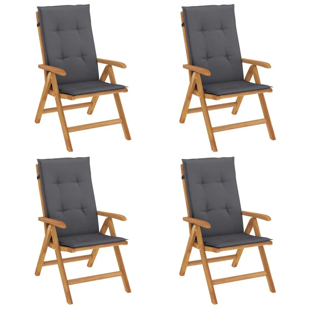 Reclining Patio Chairs 4 Pack Cushions Solid Wood Teak