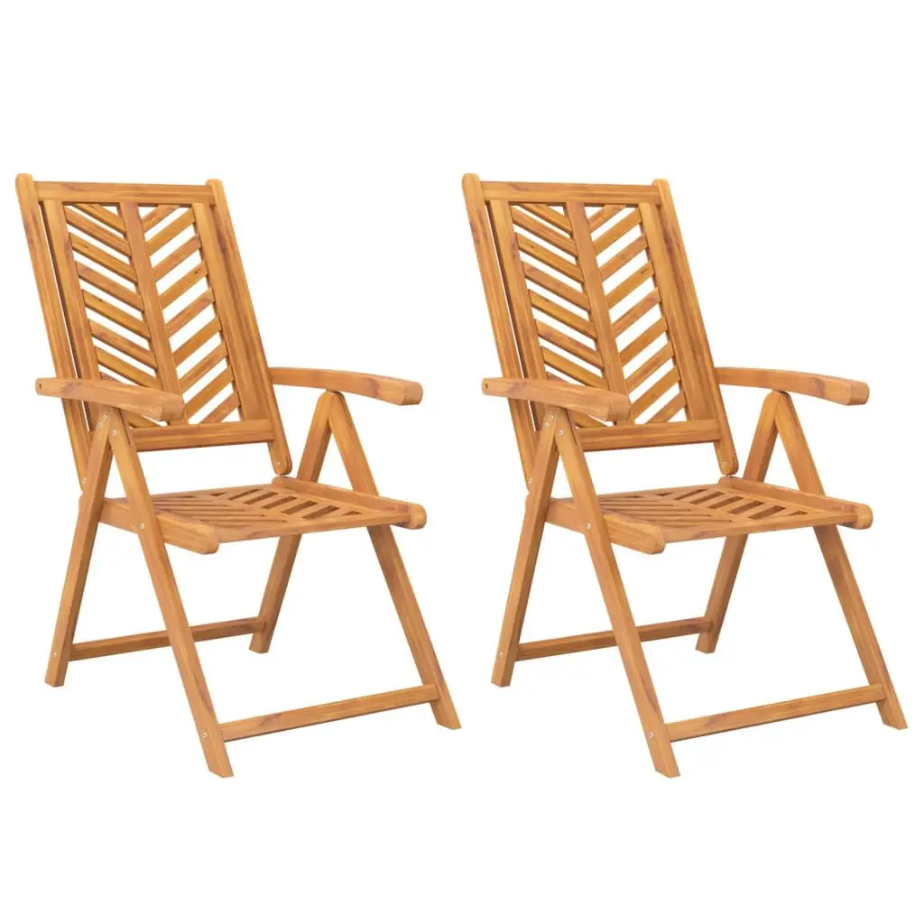 Reclining Patio Chairs 2 Piece Set Solid Wood Acacia Outdoor Furniture